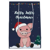 Varkens Kerstairdieren Varkens Medium Gift Bag Medium Cadeauzakje (Achterkant)