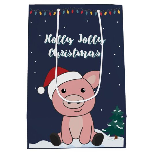 Varkens Kerstairdieren Varkens Medium Gift Bag Medium Cadeauzakje (Achterkant)