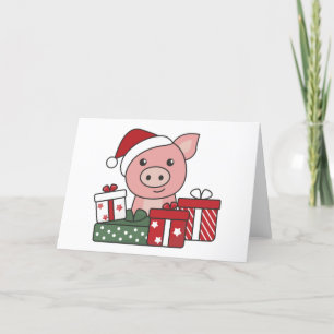 Varkens Kerstcadeau Winter Dieren Varkens Feestdagen Kaart