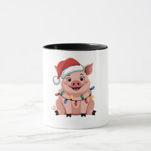 Varkens Kerstmis Kerstman Hoed Kerstmis Varkensmis Mok