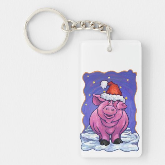 Varkens Kerstmis Sleutelhanger (Voorkant)