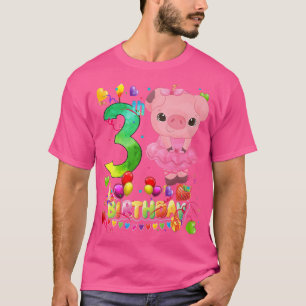 Varkens Kinder 3 jaar oud varken 3 jaar oud meisje T-shirt