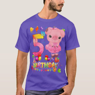 Varkens Kinder 5 jaar oud varken 5 jaar oud meisje T-shirt
