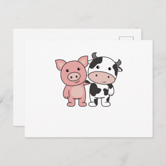 Varkens Koe Varkenshouderdieren Briefkaart (Voorkant / Achterkant)