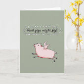 Varkens kunnen vliegen, roze varken met vleugels,  kaart (Gele Bloem)