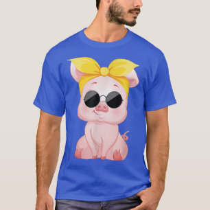 Varkens met grappige gele hoofdband met de vulkaan t-shirt