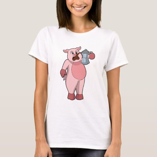 Varkens met koffie t-shirt (Voorkant)