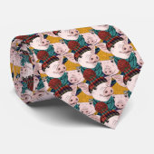 Varkens met Petten patroon Stropdas (Opgerold)