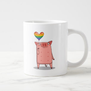 Varkens met regenboogballon extra grote beker
