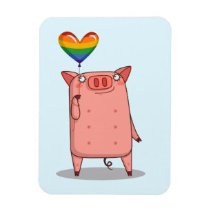 Varkens met regenboogballon magneet