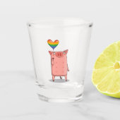 Varkens met regenboogballon shot glas (Voorkant)