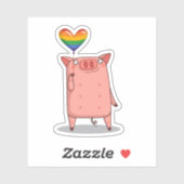 Varkens met regenboogballon sticker (Vel)