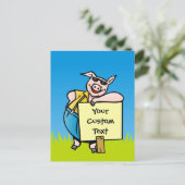 Varkens met teken briefkaart (Staand voorkant)