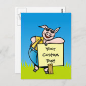 Varkens met teken briefkaart (Voorkant / Achterkant)