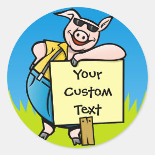 Varkens met teken ronde sticker