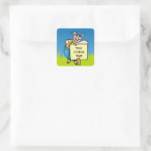 Varkens met teken vierkante sticker (Tas)