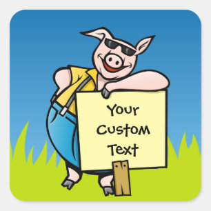 Varkens met teken vierkante sticker