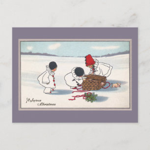 Varkens op de kerst van de Lam Vintage Feestdagenkaart