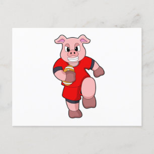 Varkens op Football Sport Briefkaart