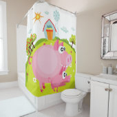 Varkens op het Boerderij Met Hooistal Douchegordijn (In situ)