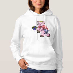 Varkens op sport met volleybal hoodie