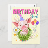 Varkens Piggy Birthday Pink Girl Animals Briefkaart (Voorkant / Achterkant)
