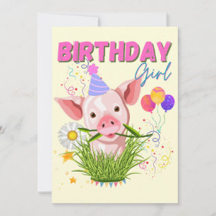 Varkens Piggy Birthday Pink Girl Animals Kaart