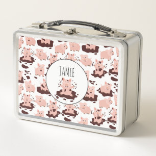 Varkens spelen in modder boerderij dieren kids aan