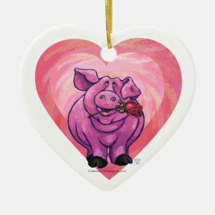 Varkens Valentijnsdag Keramisch Ornament