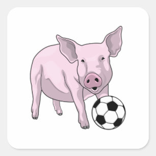 Varkens Voetbal Soccer Vierkante Sticker