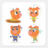 Varkens werken vierkante sticker (Voorkant)