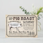  varkensbraaduitnodigingen (ticketstijl) kaart (Staand voorkant)