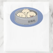 Varkensbroodje dim sum Chinees ontbijt gestoomd bb Ovale Sticker (Tas)