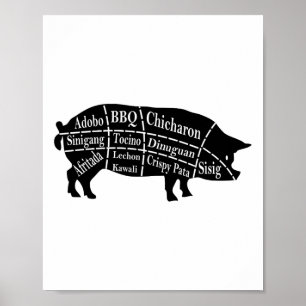 Varkensdelen Filipijns eten BBQ Pinoy Adobo Funny  Poster