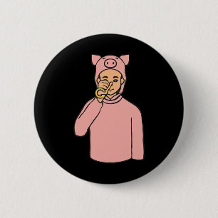 Varkensdier ASL Handgebaar Doof Gehoorverlies Awar Ronde Button 5,7 Cm