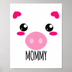 Varkensgezicht Kawaii Halloween Costume voor mammi Poster