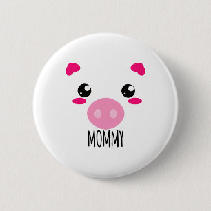 Varkensgezicht Kawaii Halloween Costume voor mammi Ronde Button 5,7 Cm