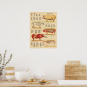 Varkenshandel Veterinaire Anatomiegrafiek Poster (Keuken)