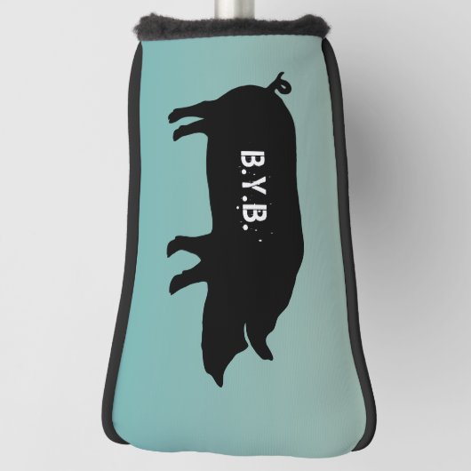 Varkensilhouet met aangepaste tekst golfheadcover (Draai 90)
