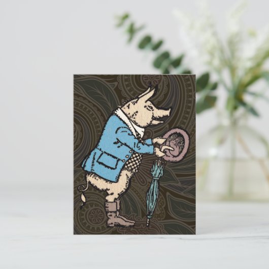 Varkensjas Piggy Schattige Formal Antiek Briefkaart (Staand voorkant)