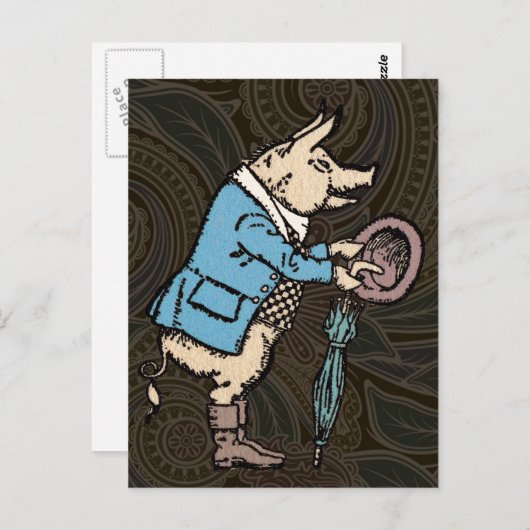 Varkensjas Piggy Schattige Formal Antiek Briefkaart (Voorkant / Achterkant)