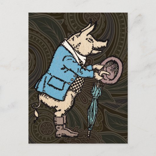Varkensjas Piggy Schattige Formal Antiek Briefkaart (Voorkant)