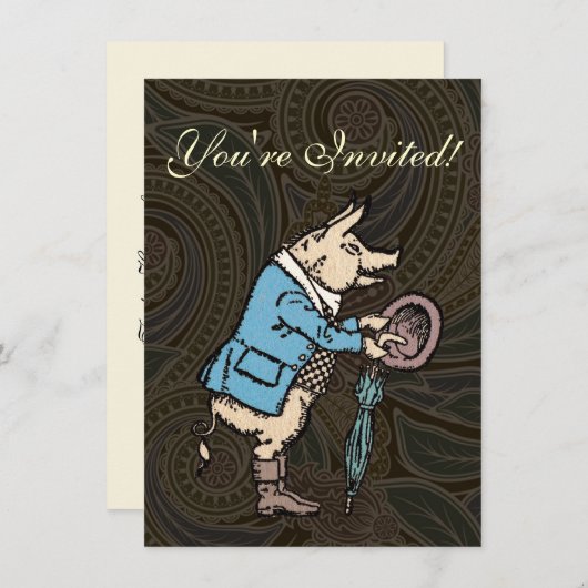 Varkensjas Piggy Schattige Formal Antiek Kaart (Voorkant / Achterkant)