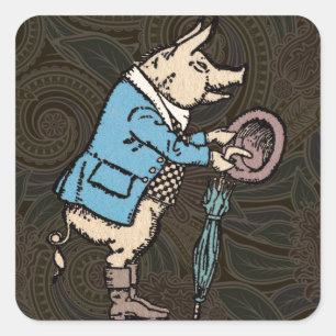 Varkensjas Piggy Schattige Formal Antiek Vierkante Sticker