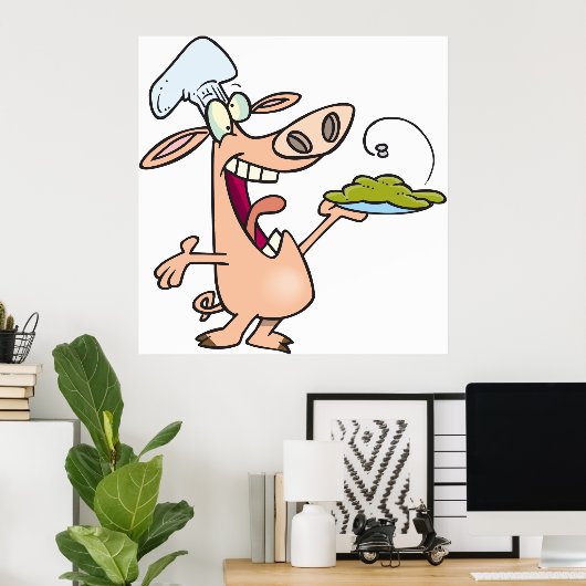 Varkenskaas met voedsel poster (Thuiskantoor)