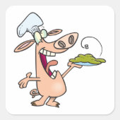 Varkenskaas met voedsel vierkante sticker (Voorkant)