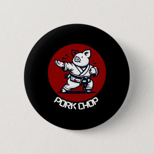 Varkenskarbonaat Karate Varken Grappige Uitspraak Ronde Button 5,7 Cm