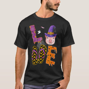 Varkensliefde Halloween Heksenhoed Biggetje T-shirt