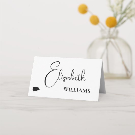 Varkensmenu Modern Script Wedding Place Cards (Voorkant)