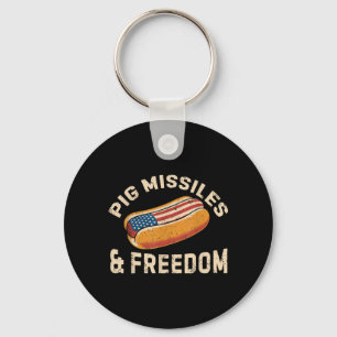 Varkensraketten En Dom 4 Juli Patriottische Hotdog Sleutelhanger